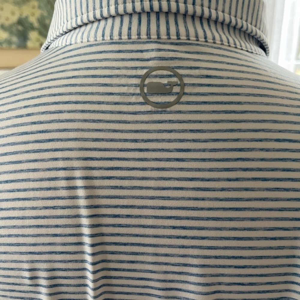 VINEYARD VINES Performance White Blue Striped Sankaty Polo Shirt Golf Size XXL - Picture 6 of 13